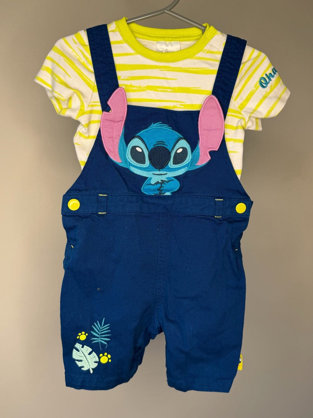 Stitch Baby Dungaree and Body Suit Set size 12-18 months, Disney Store